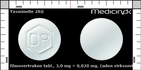filmovertrukne tabletter 3,0 mg + 0,020 mg (uden virksomt stof)