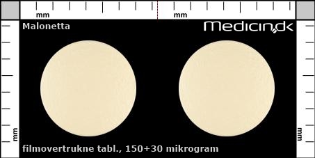 filmovertrukne tabletter 150+30 mikrogram 
