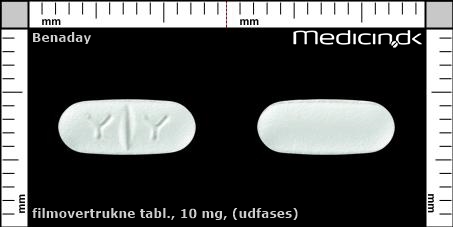 filmovertrukne tabletter 10 mg (Udfases)
