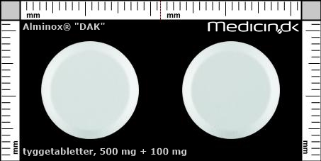 tyggetabletter 500 mg + 100 mg 