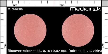 filmovertrukne tabletter 0,10+0,02 mg (Mirabella 28, virksomt stof)