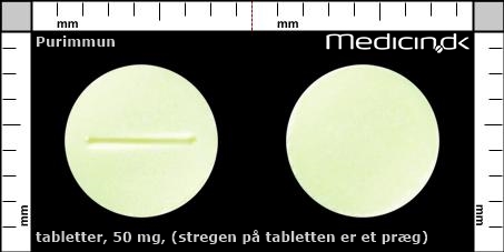 tabletter 50 mg (stregen på tabletten er et præg)