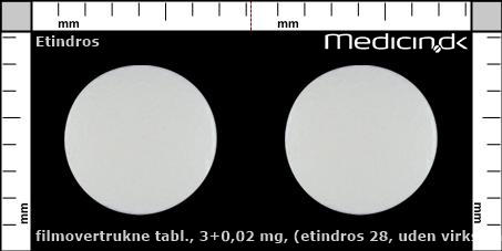 filmovertrukne tabletter 3+0,02 mg (Etindros 28, uden virksomt stof)