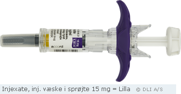 Injexate, inj. væske i sprøjte 15 mg = Lilla