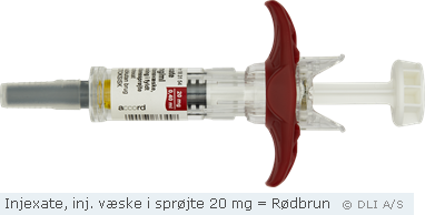 Injexate, inj. væske i sprøjte 20 mg = Rødbrun