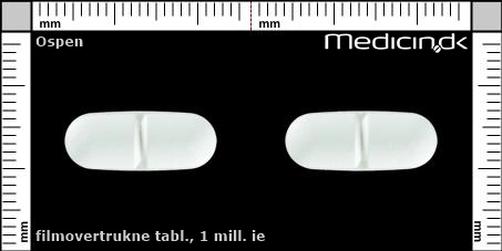 filmovertrukne tabletter 1 Mill. IE 