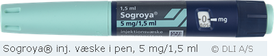 Sogroya® inj. væske i pen, 5 mg/1,5 ml