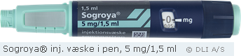 Sogroya® inj. væske i pen, 5 mg/1,5 ml