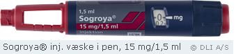 Sogroya® inj. væske i pen, 15 mg/1,5 ml