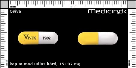 kapsler med modificeret udløsning 15+92 mg 