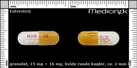 granulat 15 mg + 16 mg Hvide runde kugler, ca. 2 mm i diameter. Pakket i en kapsel, som skal åbnes inden indgivelse.